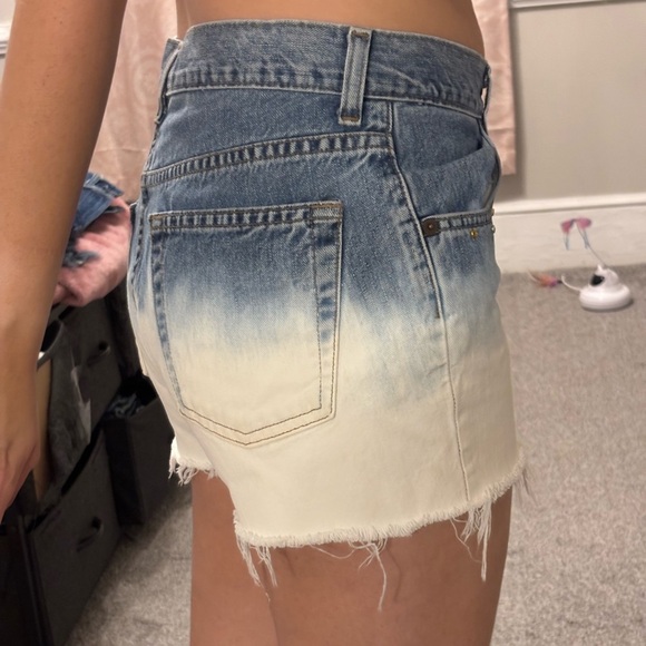 Y2K Ombre Studded Distressed Festival Denim GAP Punk Mini Flare Mom Short Small - Picture 9 of 9